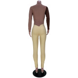 Sexy Patchwork Long Sleeve Slim Jumpsuit MDF-5280
