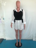 Casual Long Sleeve Shirt Dress+Vest Top 2 Piece Sets OMY-80085