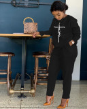 Letter Print Long Sleeeve Two Piece Pants Set BGN-207