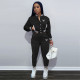 Pink Letter Print Baseball Jacket And Pants 2 Piece Sets YIM-237