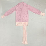 Casual Patchwork Long Sleeve Loose Shirt Top MEI-9226