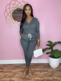 Casual Solid V Neck Long Sleeve Jumpsuit SFY-2154
