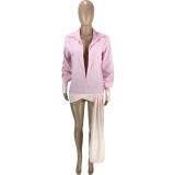 Casual Patchwork Long Sleeve Loose Shirt Top MEI-9226