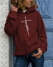 Plus Size Casual Printed Pocket Hoodie Top SXF-21205