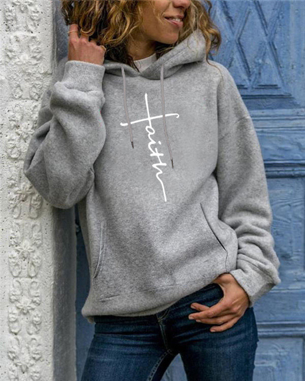 Plus Size Casual Printed Pocket Hoodie Top SXF-21205