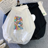 Plus Size Casual Printed Pocket Hoodie Top SXF-21205