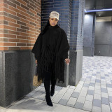 Tassel Turtleneck Full Sleeve Loose Cloak ANDF-1308
