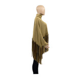 Tassel Turtleneck Full Sleeve Loose Cloak ANDF-1308