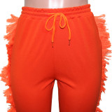 Solid Tassel Drawsting Casual Pants SH-390255