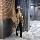 Tassel Turtleneck Full Sleeve Loose Cloak ANDF-1308