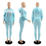 Casual Fleece Hoodies Pants Two Piece Sets DDF-88140