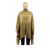 Tassel Turtleneck Full Sleeve Loose Cloak ANDF-1308