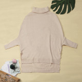 Solid Turtleneck Split Pullover Sweater Top FSXF-F337