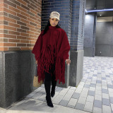 Tassel Turtleneck Full Sleeve Loose Cloak ANDF-1308