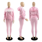 Casual Fleece Hoodies Pants Two Piece Sets DDF-88140