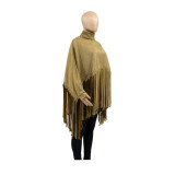 Tassel Turtleneck Full Sleeve Loose Cloak ANDF-1308