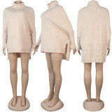 Solid Turtleneck Split Pullover Sweater Top FSXF-F337