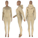 Solid Plush Hoodie Top And Pants 2 Piece Suits CH-8197