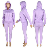 Solid Plush Hoodie Top And Pants 2 Piece Suits CH-8197