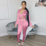 Sexy Solid Blouse Top And Pants 2 Piece Sets YNSF-1689