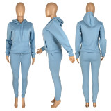 Solid Plush Hoodie Top And Pants 2 Piece Suits CH-8197