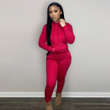 Solid Plush Hoodie Top And Pants 2 Piece Suits CH-8197