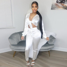 Sexy Solid Blouse Top And Pants 2 Piece Sets YNSF-1689