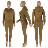 Solid Plush Hoodie Top And Pants 2 Piece Suits CH-8197