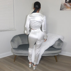 Sexy Solid Blouse Top And Pants 2 Piece Sets YNSF-1689