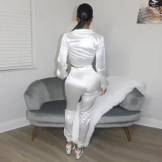 Sexy Solid Blouse Top And Pants 2 Piece Sets YNSF-1689