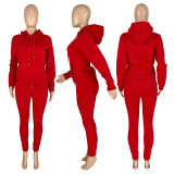 Solid Plush Hoodie Top And Pants 2 Piece Suits CH-8197