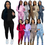Solid Plush Hoodie Top And Pants 2 Piece Suits CH-8197