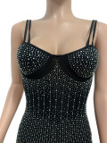 Sexy Mesh Hot Drilling With Breast Pad Club Dress LSD-81097