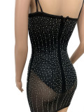 Sexy Mesh Hot Drilling With Breast Pad Club Dress LSD-81097