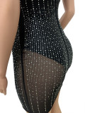 Sexy Mesh Hot Drilling With Breast Pad Club Dress LSD-81097