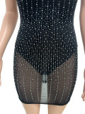 Sexy Mesh Hot Drilling With Breast Pad Club Dress LSD-81097