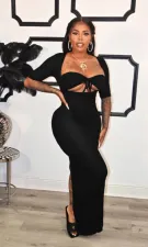 Black Sexy Hollow Out Split Slim Maxi Dress QZX-6241