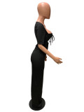 Black Sexy Hollow Out Split Slim Maxi Dress QZX-6241