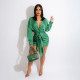 Sexy Long Sleeve Sashes Mini Dress WSM-5295