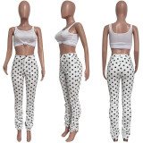 Casual Polka Dot Print Stacked Pants HMS-5391