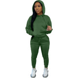 Casual Solid Fleece Hoodie 2 Piece Pants Set FSL-F175