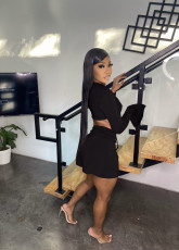 Sexy Solid Long Sleeve Mini Skirt 2 Piece Sets MIL-L295