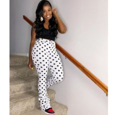 Casual Polka Dot Print Stacked Pants HMS-5391