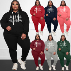 Plus Size Christmas Print Two Piece Pants Set WAF-7733052
