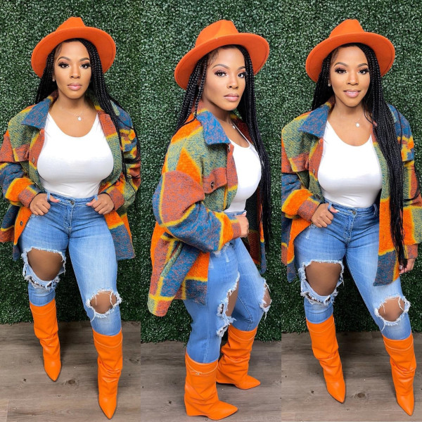 Plus Size Colorful Long Sleeve Coat OMY-80091