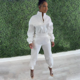 Solid Long Sleeve Casual Two Piece Pants Set OMY-80090