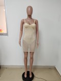 Sexy Mesh Hot Drilling With Breast Pad Club Dress LSD-81097