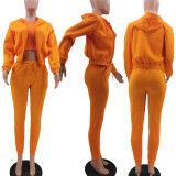 Solid Fleece Zipper Hoodie+Tank Top+Pants 3 Piece Sets TK-6209