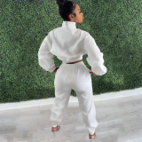 Solid Long Sleeve Casual Two Piece Pants Set OMY-80090