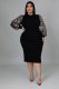 Plus Size Sequin Sleeve Patchwork Midi Dress OSM-5297
